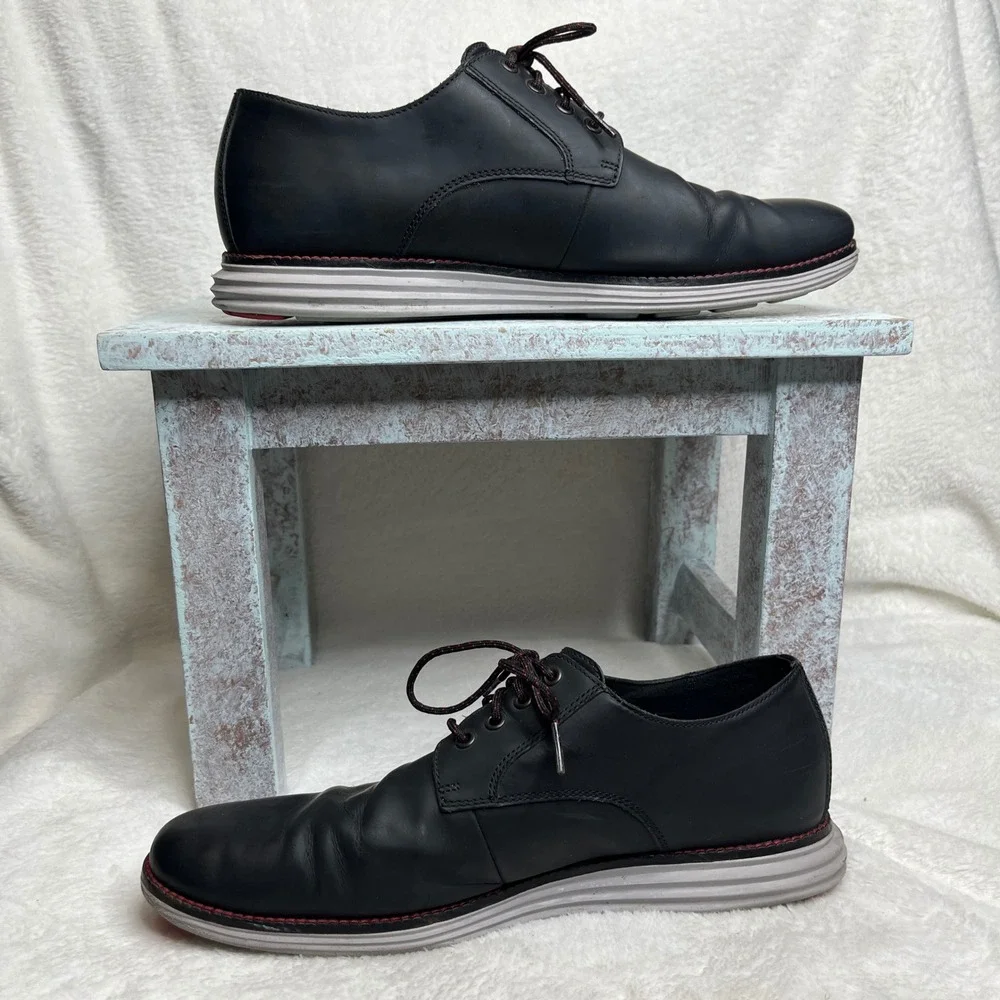 Cole Haan Mens Black Leather Grand Os‎ Oxford Lace Up Dress Shoes 10 M